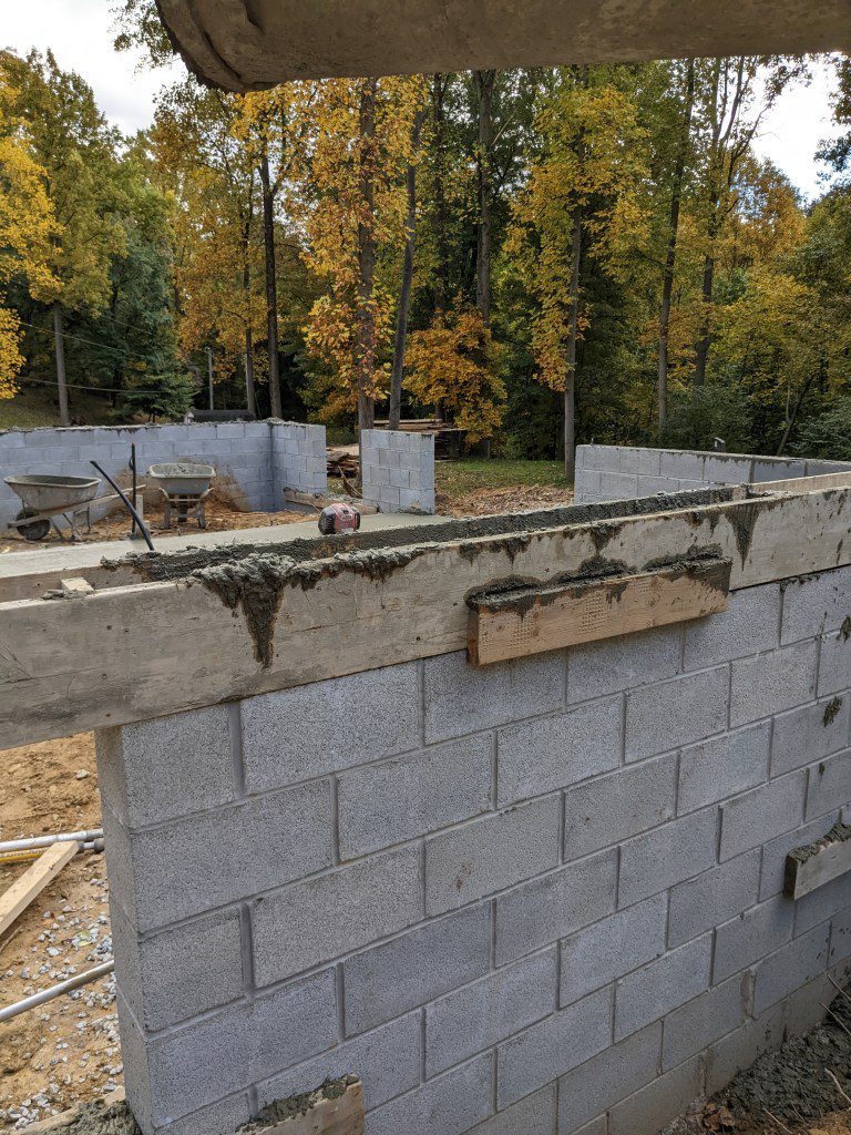 Concrete block fill using harder methods