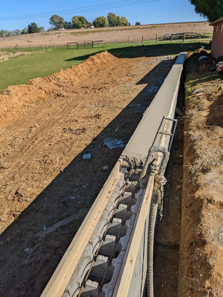 concrete wall in progress